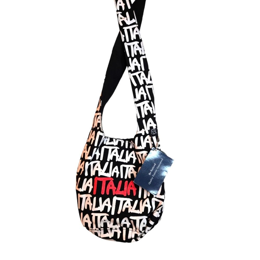 Robin Ruth Black/White Canvas Maarten Hobo Type Bag Crossbody NWT Streetwear